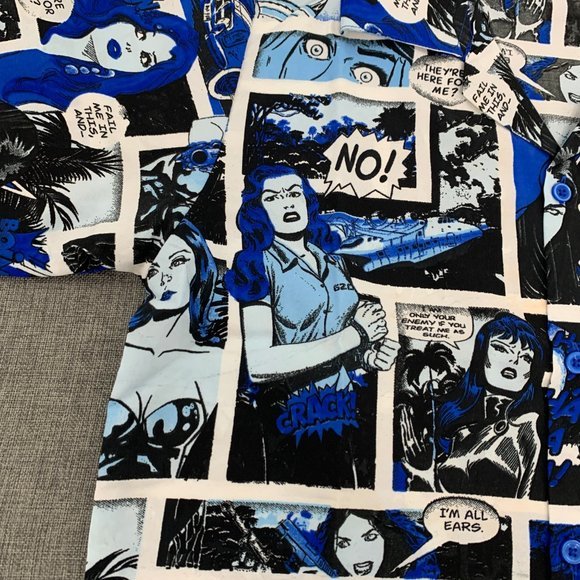 Brand New Comic Button Down Top Collared Lightweight Soft Thin Material S-M - Picture 5 of 14